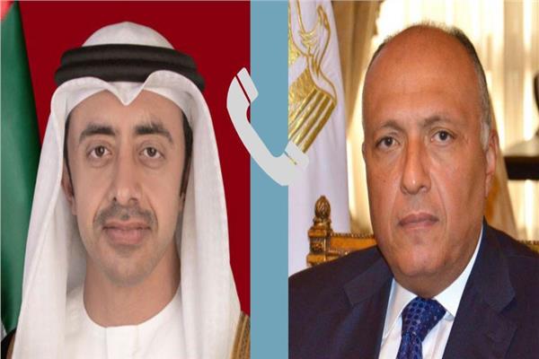 سامح شكري وزير الخارجية ونظيره الإماراتي الشيخ عبد الله بن زايد آل نهيان