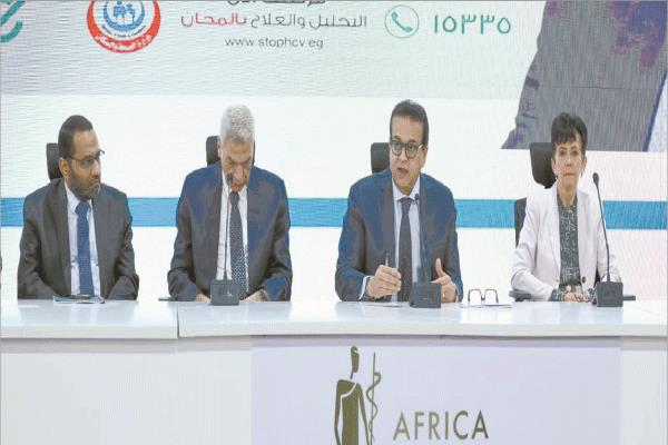 وزير الصحة خلال مشاركته فى مؤتمر الإعلان عن حصول مصر على المركز الذهبى