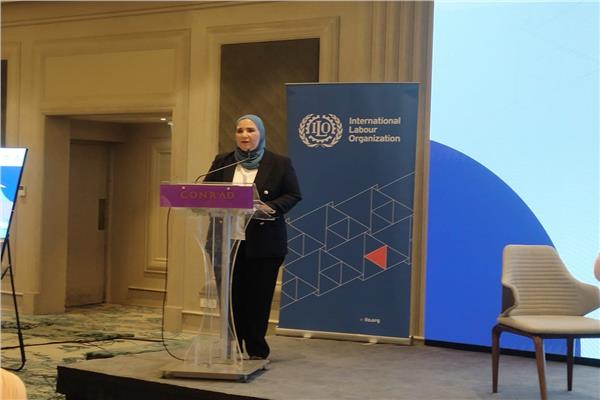 وزيرة التضامن خلال إلقاء كلمتها
