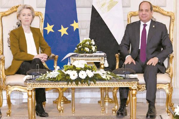 الرئيس عبدالفتاح السيسى خلال استقباله أورسولا فون ديرلاين