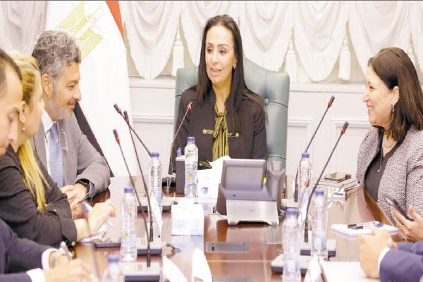 وزيرة التضامن خلال اجتماع مناقشة برنامج «تحويشة»