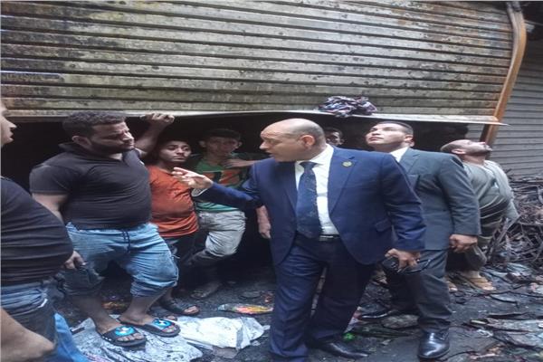 محمد جبران وزير العمل خلال تفقد موقع الحريق