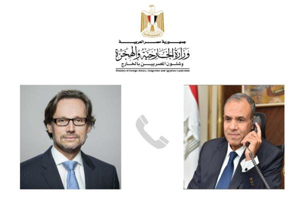 بدر عبد العاطى وزير الخارجية والهجرة وينس بلوتنر المستشار الألماني للسياسة الخارجية