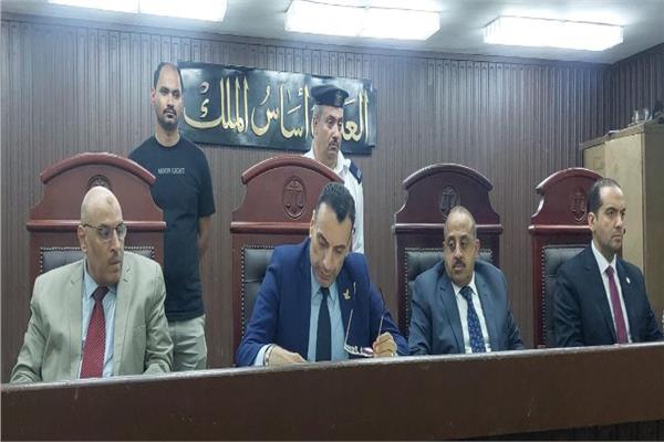هيئة المحكمة برئاسة المستشار أيمن فؤاد فهمى