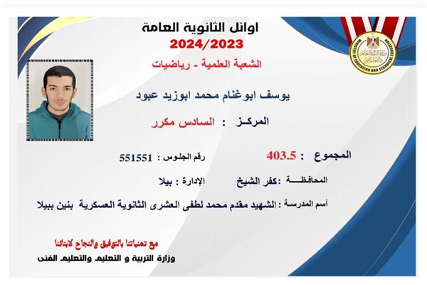 الطالب يوسف أبو غنام