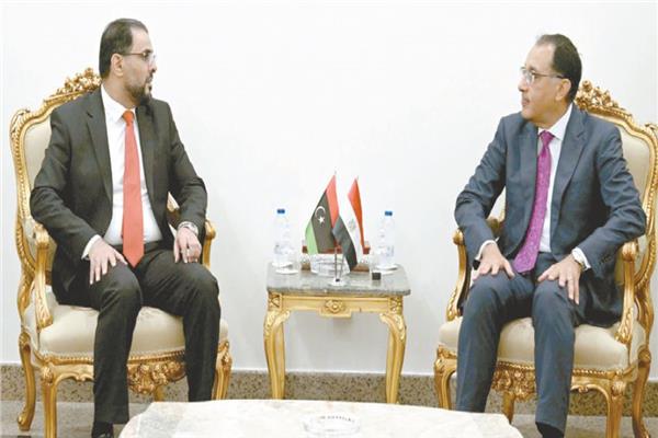 د. مصطفى مدبولى خلال لقائه رئيس الحكومة الليبية
