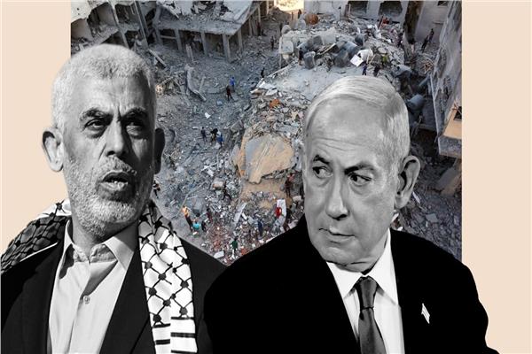رئيس وزراء الاحتلال بنيامين نتنياهو وزعيم حركة حماس يحيى السنوار - صورة تعبيرية