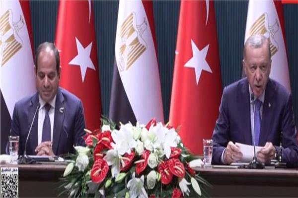  الرئيس المصري عبد الفتاح السيسي ونظيره التركي رجب طيب أردوغان