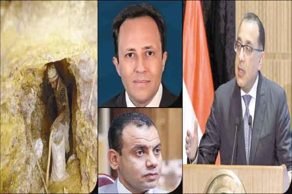  د. مصطفى مدبولى - د. وليد جاب الله -  د. كريم العمدة - أعمال التنقيب داخل منجم السكرى