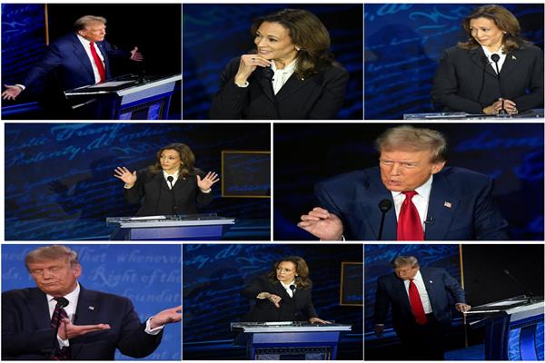 لقطات من مناظرة مرشحا انتخابات أمريكا 2024 دونالد ترامب وكامالا هاريس