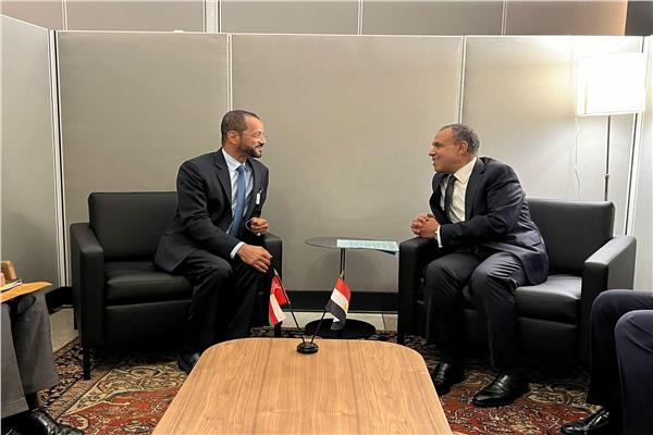 بدر عبد العاطي وزير الخارجية والهجرة وبدر بن حمد البوسعيدي وزير خارجية سلطنة عمان