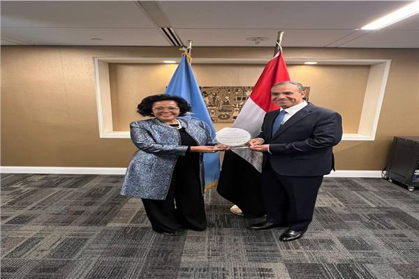 د. بدر عبد العاطي وزيرالخارجية والهجرة وناردوس بيكيلي مديرة وكالة الاتحاد الإفريقي للتنمية
