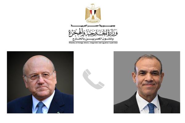 وزير الخارجية يستعرض مع رئيس الحكومة اللبنانية جهود مصر لوقف إطلاق النار