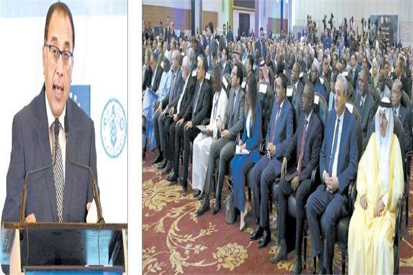 د. مصطفي مدبولي وجانب من الحضور خلال الجلسة الافتتاحية لأسبوع القاهرة السابع للمياه 