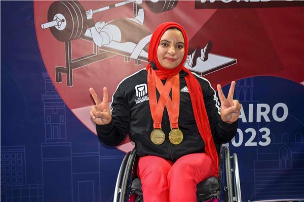 البطلة رحاب رضوان الحاصلة علي الذهبية في أولمبياد باريس