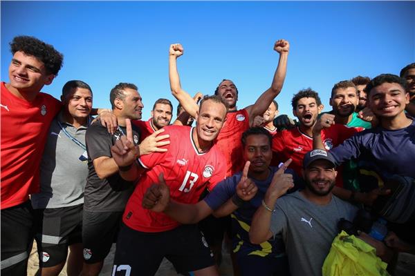منتخب مصر للكرة الشاطئية بعد التأهل لنصف النهائي 