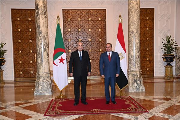 الرئيس عبد الفتاح السيسي مع نظيره الرئيس الجزائري عبد المجيد تبون