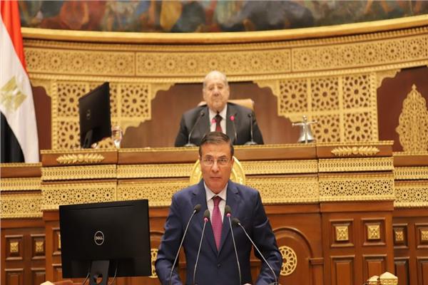 علاء فاروق وزير الزراعة واستصلاح الأراضي  خلال كلمته في الجلسة العامة لمجلس الشيوخ
