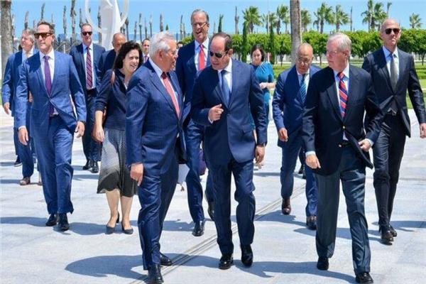 الرئيس السيسي خلال استقباله أحد الوفود الدولية لمناقشة أزمة غزة