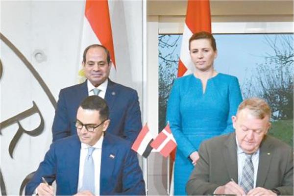 الرئيس عبد الفتاح السيسى ورئيسة وزراء الدنمارك خلال التوقيع على عدد من اتفاقيات التعاون بين البلدين