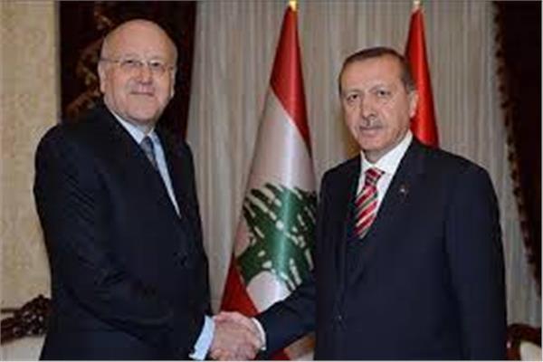  الرئيس التركي  رجب طيب اردوغان ونجيب ميقاتي