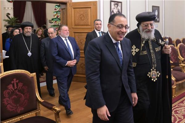 استقبال البابا تواضروس لرئيس الوزراء داخل مقر الكاتدرائية المرقسية بالعباسية