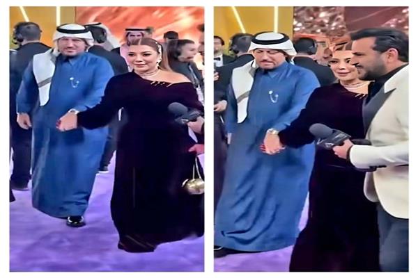 رفقة زوجها.. أصالة تصل حفل JOY AWARDS
