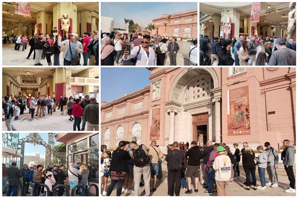 إقبال كبير من السياح الأجانب على زيارة المتحف المصري بالتحرير