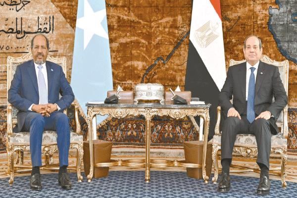 الرئيس عبد الفتاح السيسى خلال لقائه الرئيس الصومالى د. حسن شيخ محمود