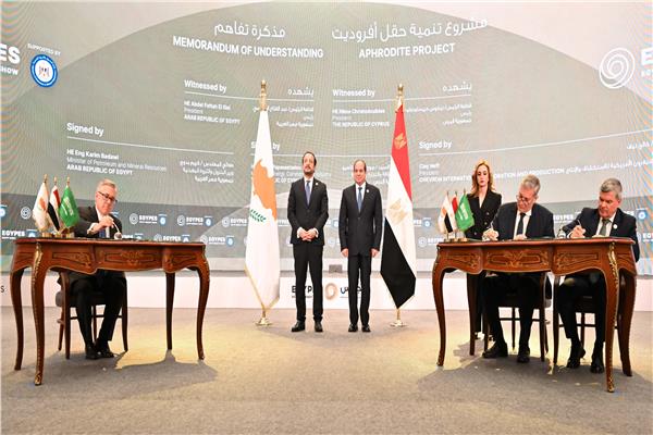 الرئيس عبد الفتاح السيسي ونظيره القبرصى يشهدان  توقيع اتفاق تعاون في مجال الطاقة بين مصر والسعودية
