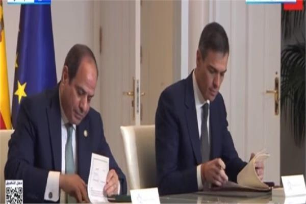 الرئيس المصري عبد الفتاح السيسي، ورئيس الحكومة الإسبانية بيدرو سانشيز