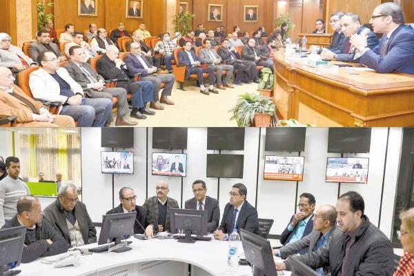 سلامة يتوسط عفيفى والسعيد خلال اللقاء - البلشى يتحدث عن برنامجة الانتخابى