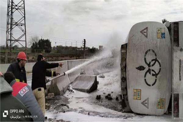 نقلاب سيارة نقل مواد بترولية