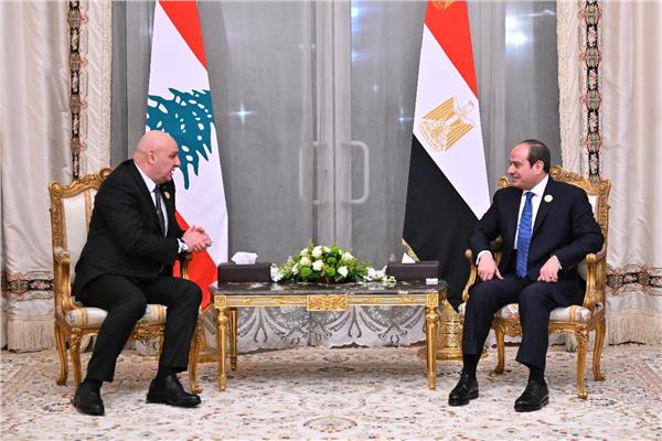 الرئيس السيسي خلال لقائه نظيره اللبناني