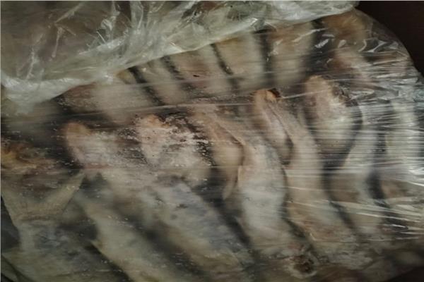 جانب من الأسماك والدجاج المجمد منتهي الصلاحية