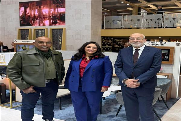 محمد أيوب وغادة شلبي خلال فعاليات بورصة برلين