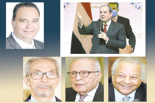 الرئيس عبد الفتاح السيسى - إبراهيم أبوذكرى - محمد فاضل - رشاد عبده - وليد هندى