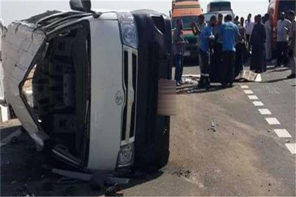 إنقلاب ميكروباص بقليوب 