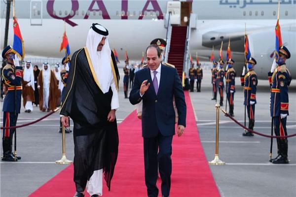 استقبال  الأمير القطري للرئيس عبد الفتاح السيسي