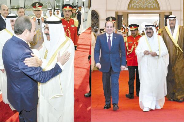 أمير الكويت يستقبل الرئيس عبدالفتاح السيسى فى قصر بيان