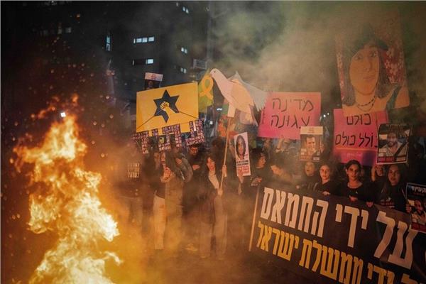 جاانب من المظاهرات في تل أبيب 
