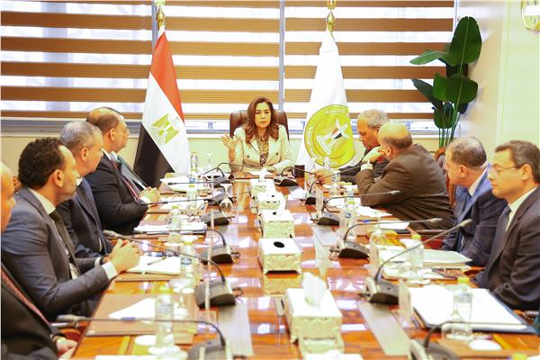 وزيرة التنمية المحلية تتابع مع قيادات الوزارة الموقف التنفيذي لمشروعات الخطة الاستثمارية
