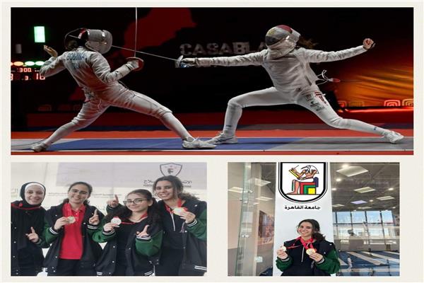 رئيس جامعة القاهرة يهنئ لاعبة منتخب مصر لسلاح السيف