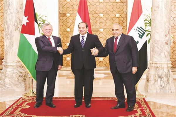 الرئيس عبدالفتاح السيسي ونطيره الأردني والعراقي