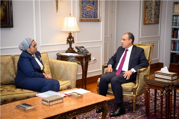 جانب من لقاء وزير الخارجية والهجرة برئيسة المجلس القومي للمرأة