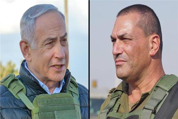 رئيس الوزراء الإسرائيلي بنيامين نتنياهو ورئيس أركان جيش الاحتلال اللواء دافيد زيني