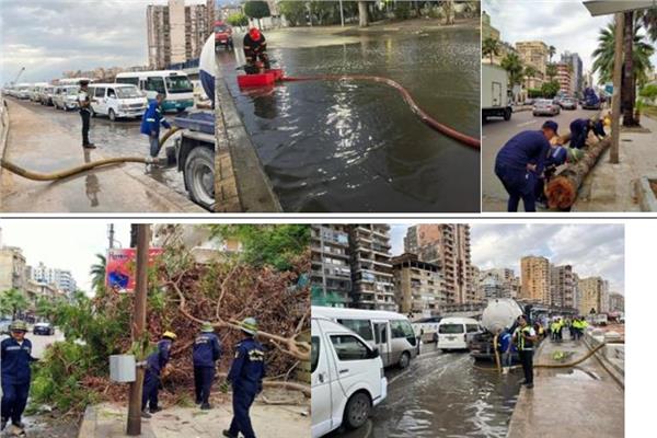 رجال الشرطة أثناء التعامل مع تداعيات الأمطار