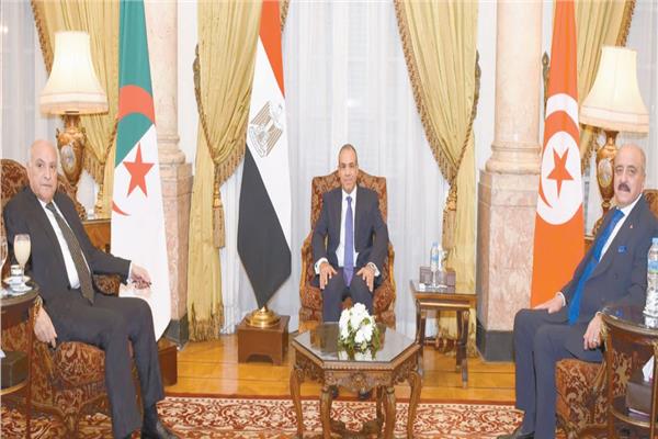 وزير الخارجية خلال اجتماعه مع نظيريه فى تونس والجزائر