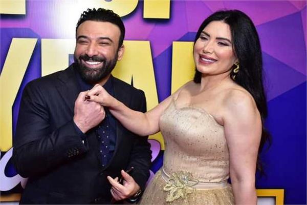 عبير صبري وزوجها المحامي أيمن البياع
