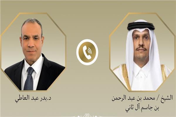 بدر عبد العاطي وزير الخارجية والهجرة ونظيره القطري محمد بن عبدالرحمن آل ثاني